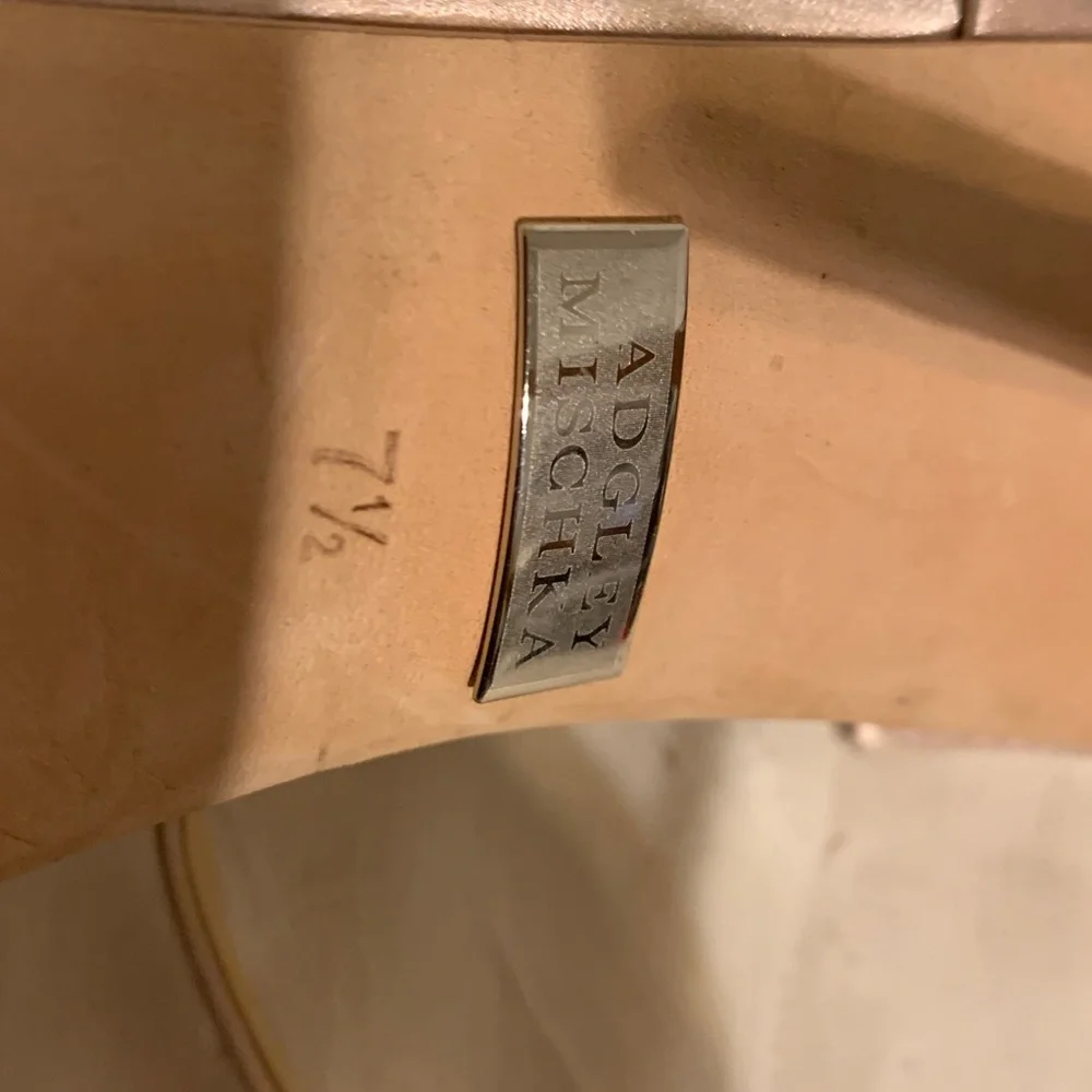 Badgley Mischka Champagne Crystal Embellished Stiletto Heels - Picture 6 of 7